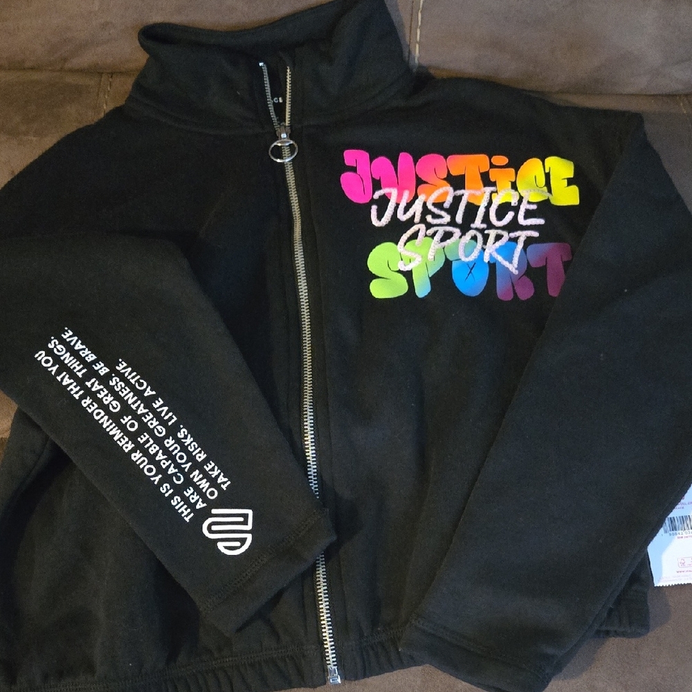 Girls Black Justice Sport Zip Up
